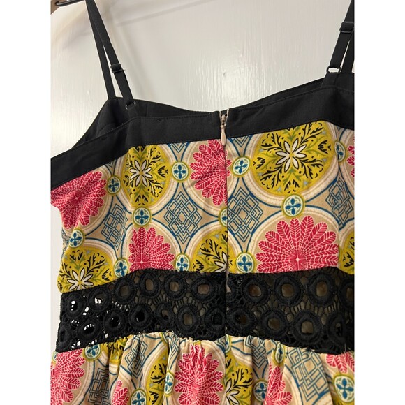 Altar'd State Women's Spaghetti Strap Yellow Red Black Print Mini Dress Size S - Picture 3 of 12